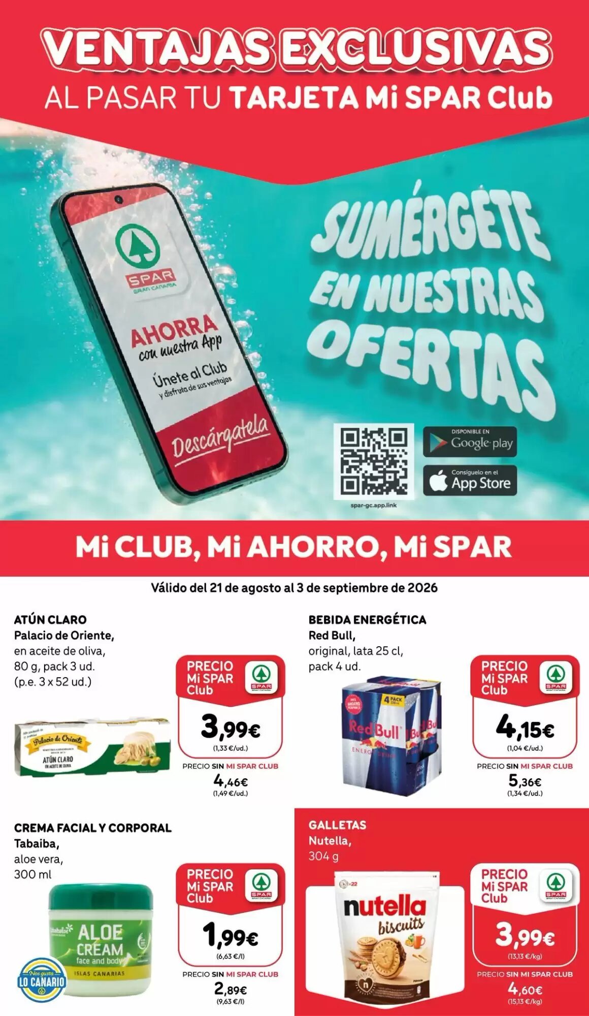 Folleto promocional de SPAR Gran Canaria válido desde el 21/08/2026 - Página 1.