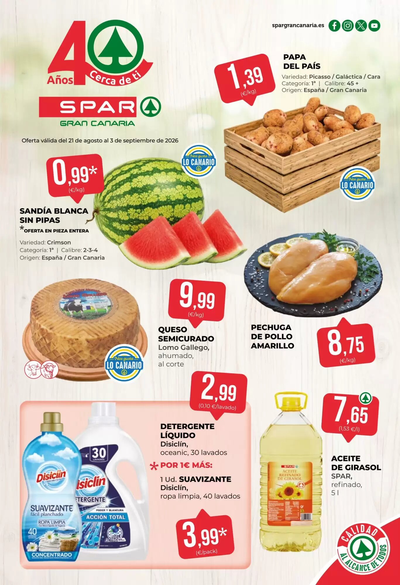 Folleto promocional de SPAR Gran Canaria válido desde el 21/08/2026 - Página 1.