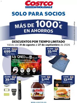 Folleto promocional de Costco válido desde el 31/08/2026