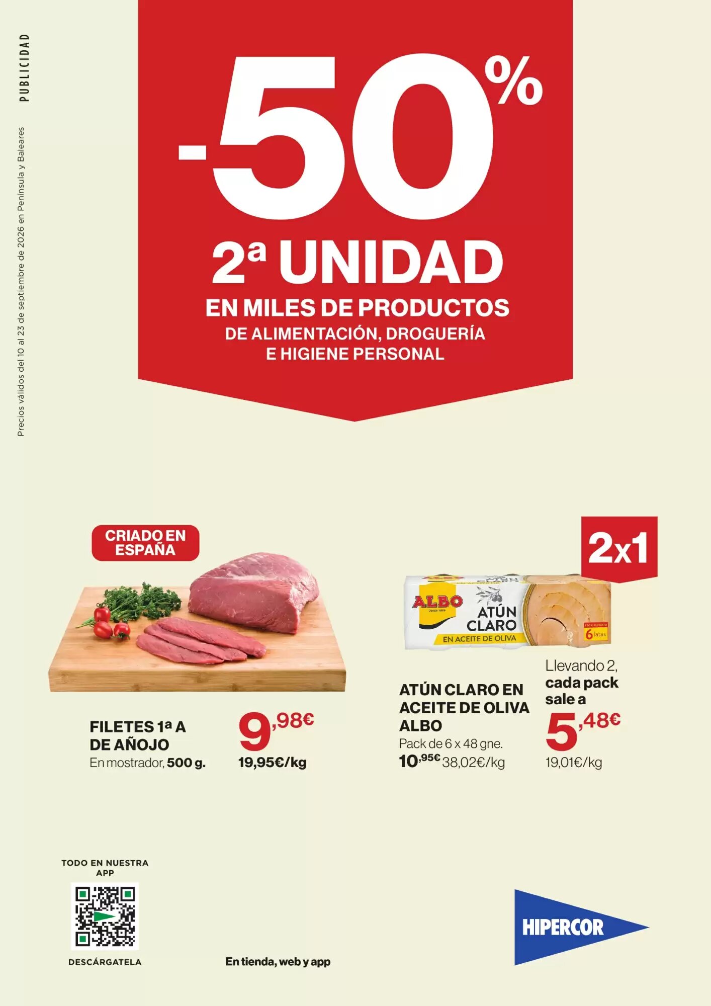Folleto promocional de Hipercor válido desde el 10/09/2026 - Página 1.