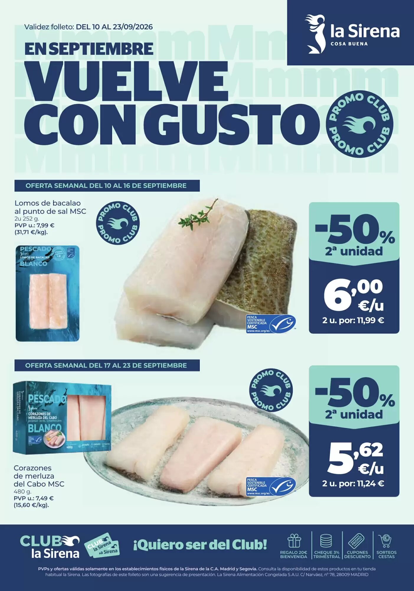 Folleto promocional de La Sirena válido desde el 10/09/2026 - Página 1.