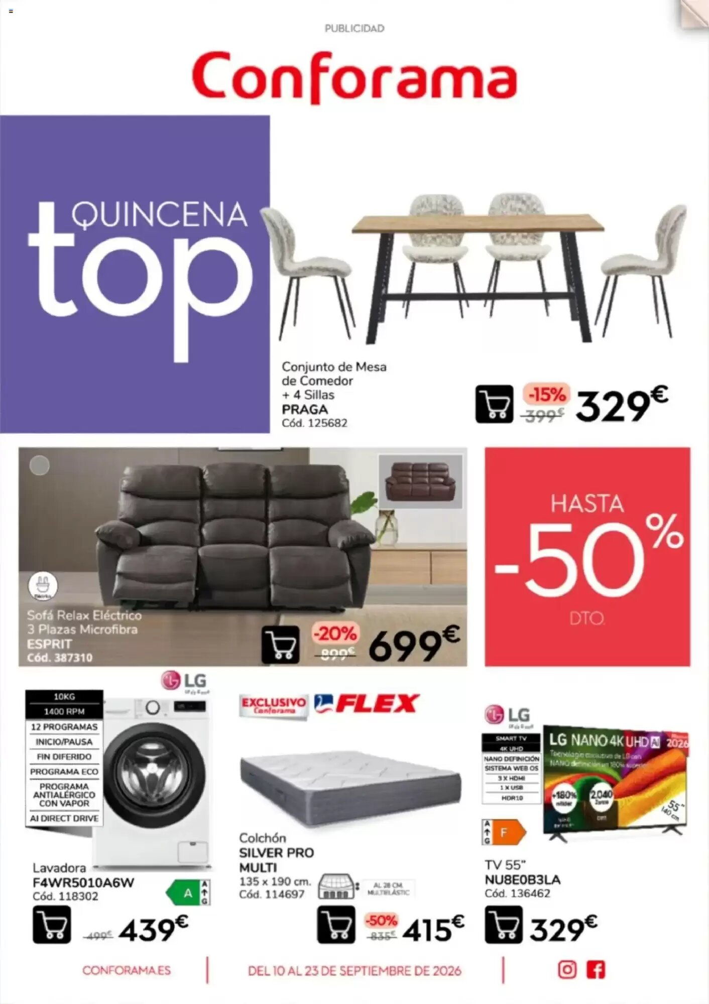 Folleto promocional de Conforama válido desde el 10/09/2026 - Página 1.