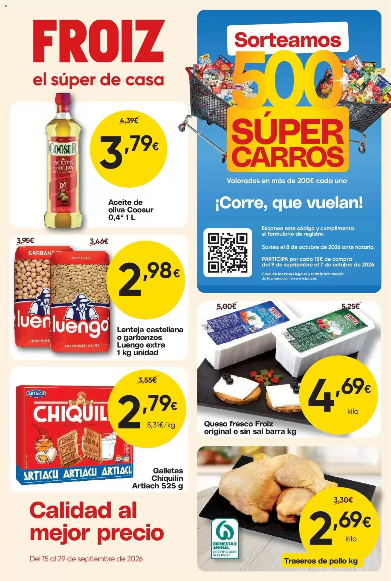 Folleto promocional de FROIZ válido desde el 15/09/2026 - Página 1.
