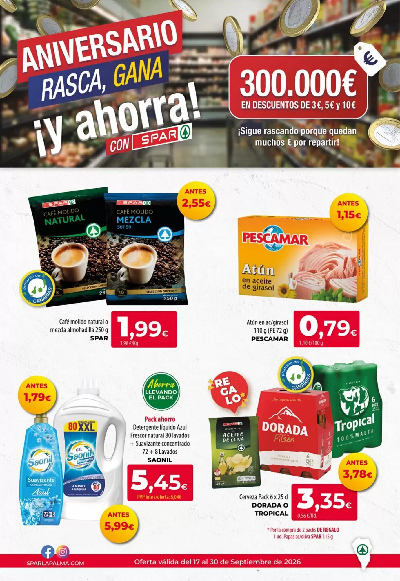 Folleto promocional de Spar La Palma válido desde el 17/09/2026 - Página 1.
