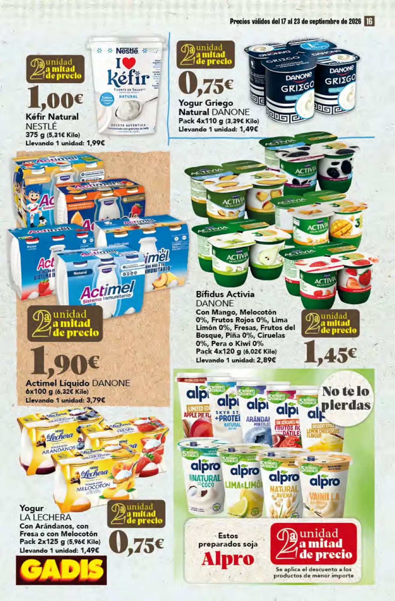 Folleto promocional de Gadis válido desde el 17/09/2026 - Página 16.