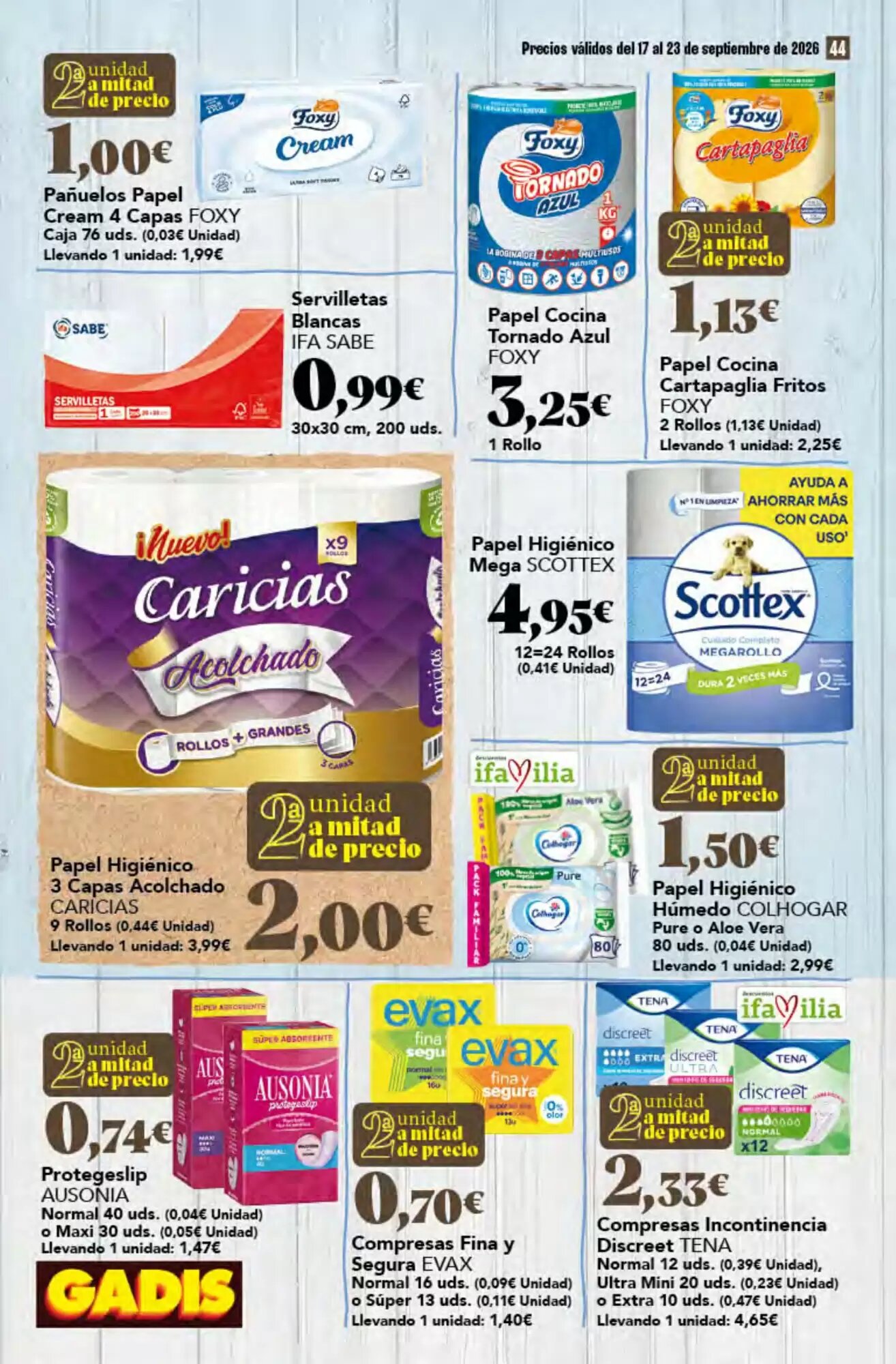 Folleto promocional de Gadis válido desde el 17/09/2026 - Página 44.