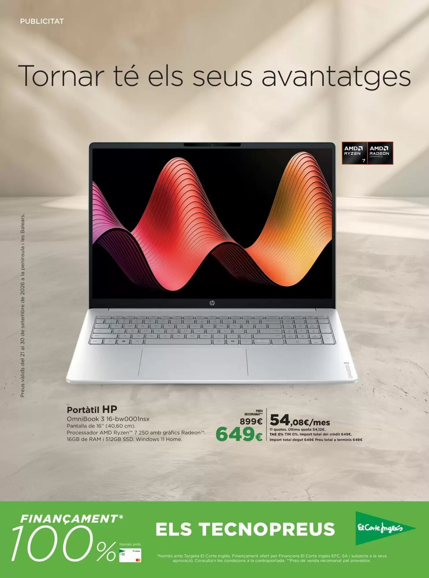 Folleto promocional de El Corte Inglés válido desde el 21/09/2026 - Página 1.