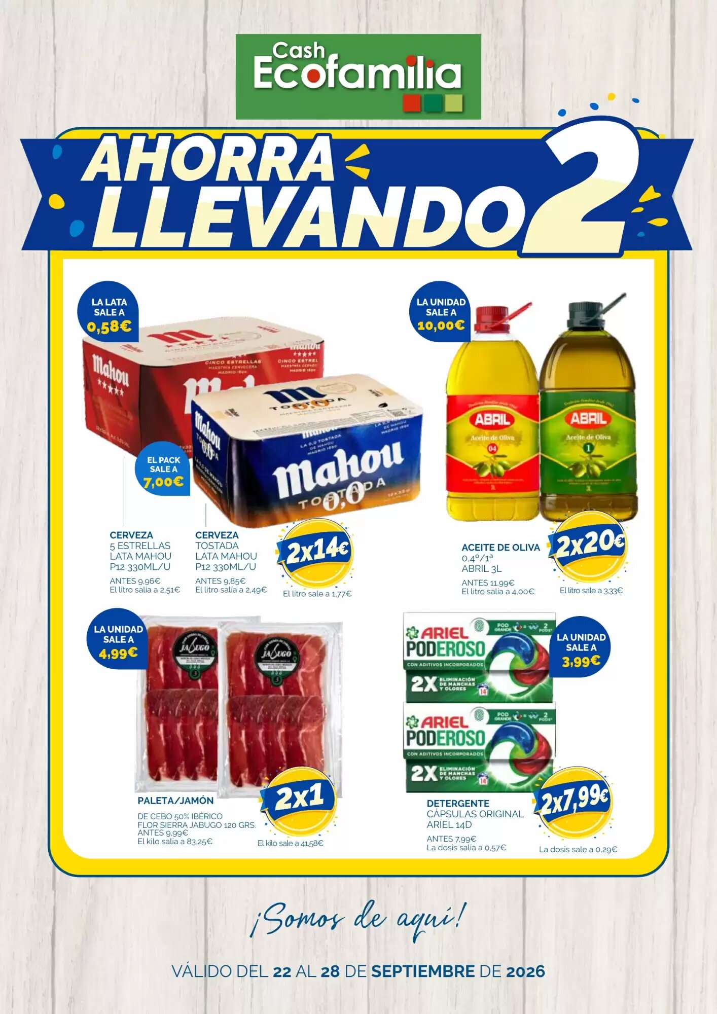Folleto promocional de Cash Ecofamilia válido desde el 22/09/2026 - Página 1.