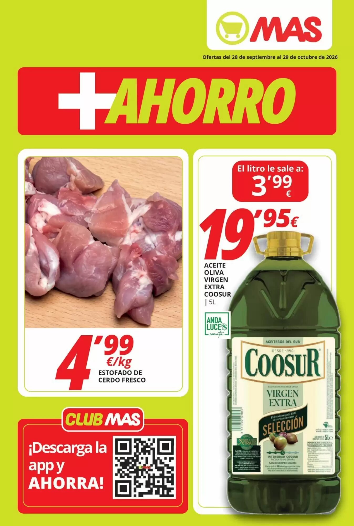 Folleto promocional de MAS válido desde el 28/09/2026 - Página 1.
