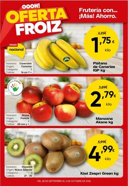 Folleto promocional de FROIZ válido desde el 28/09/2026