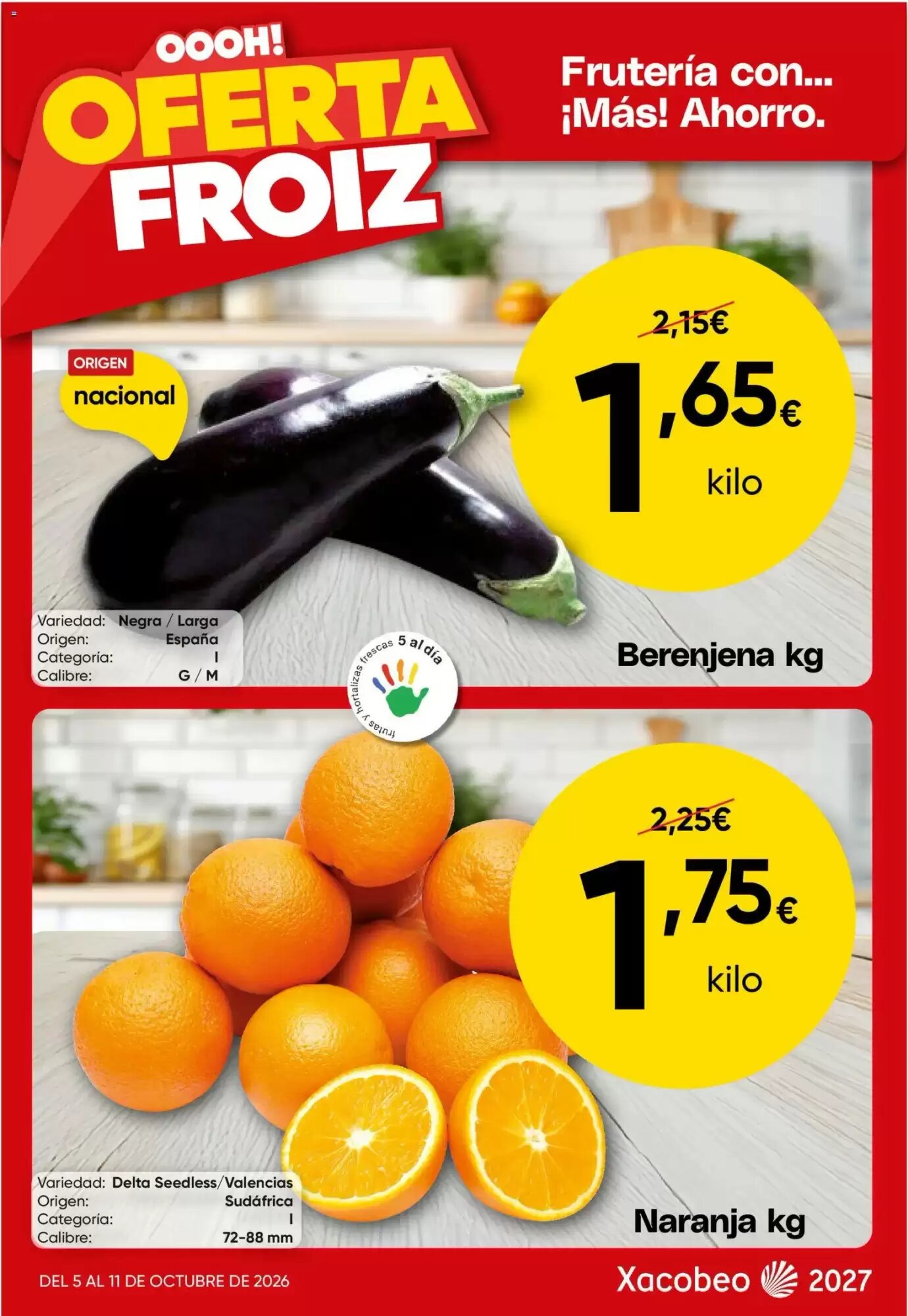 Folleto promocional de FROIZ válido desde el 05/10/2026 - Página 1.