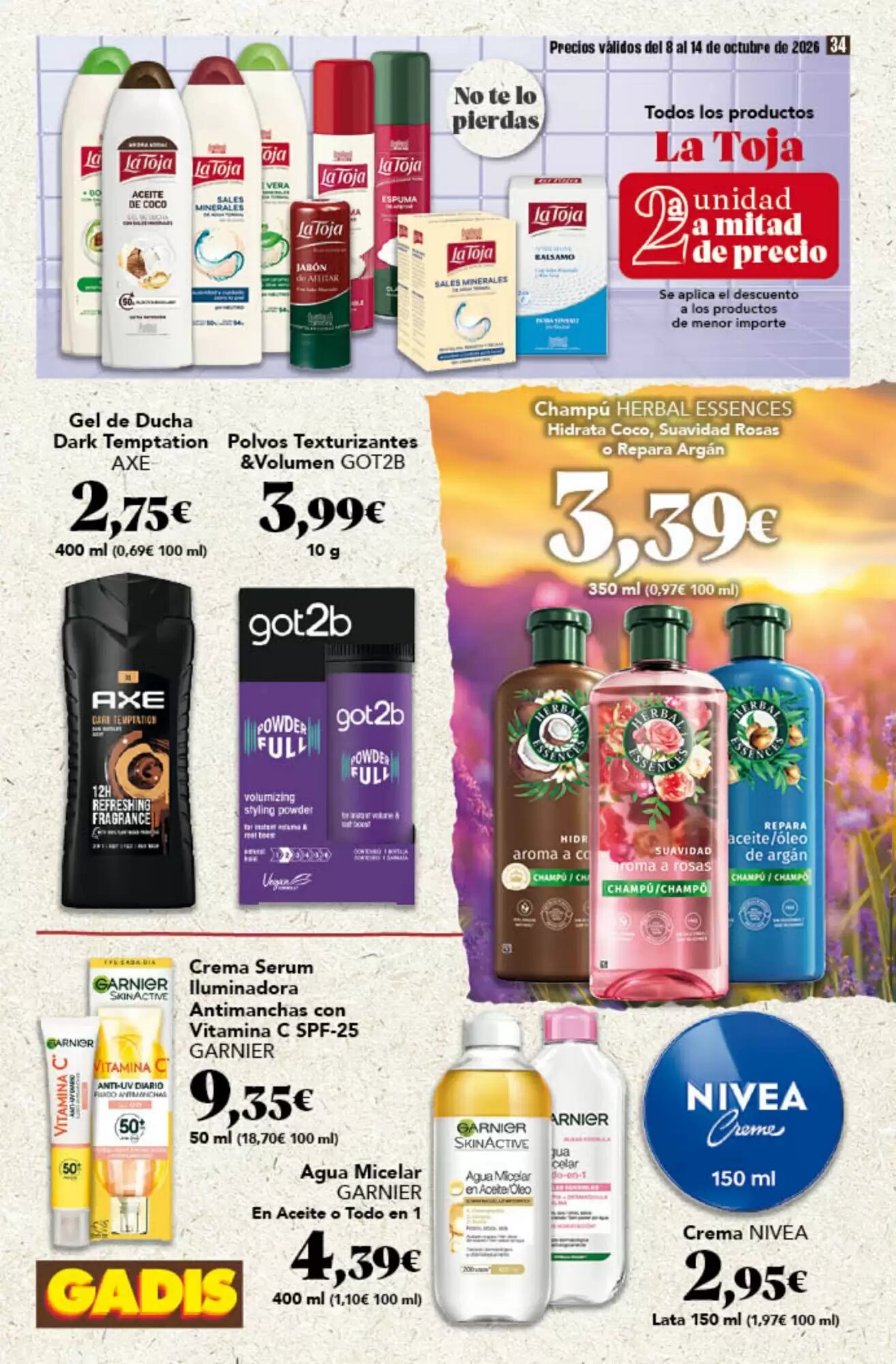 Folleto promocional de Gadis válido desde el 08/10/2026 - Página 34.