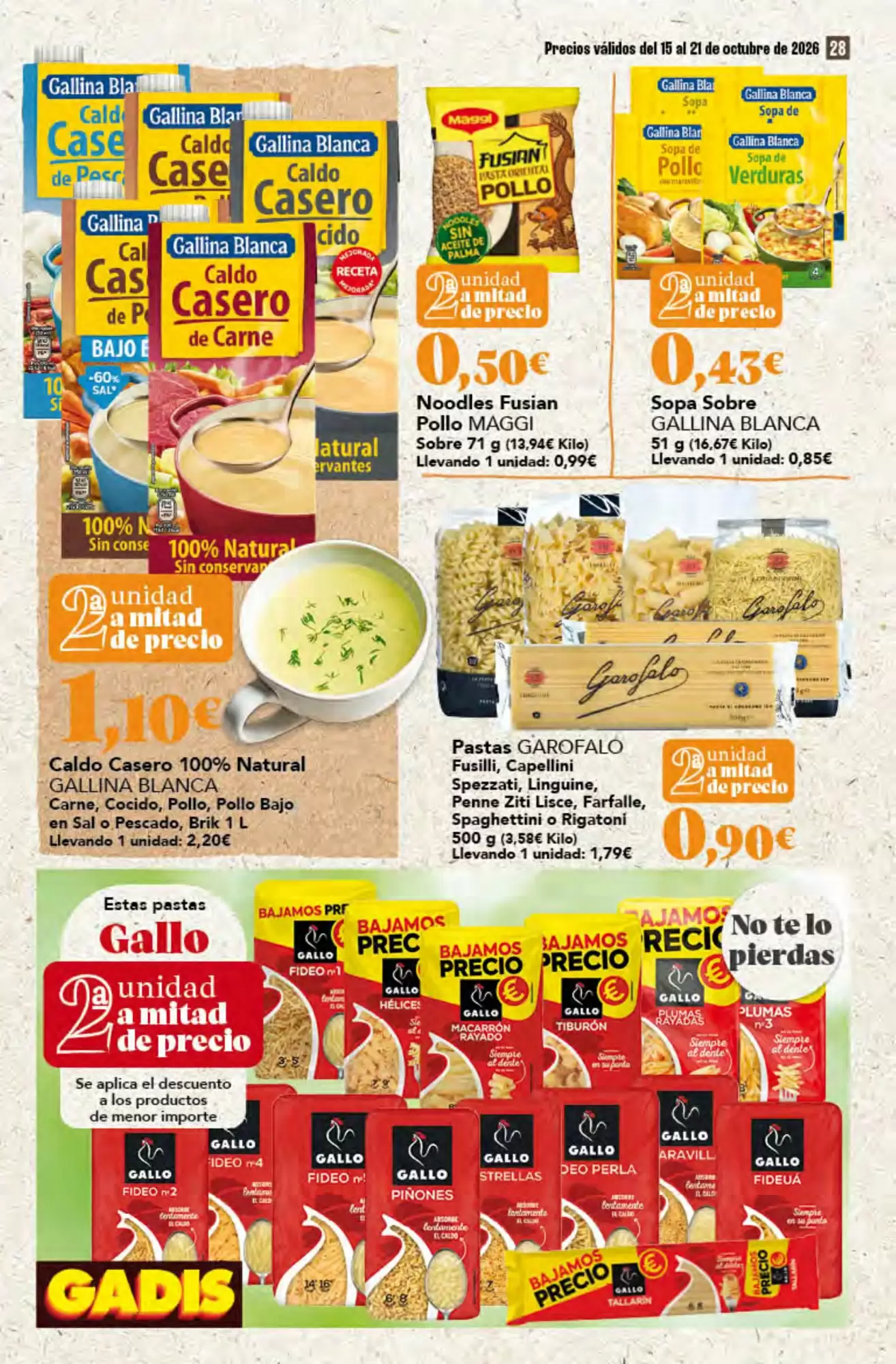 Folleto promocional de Gadis válido desde el 15/10/2026 - Página 28.