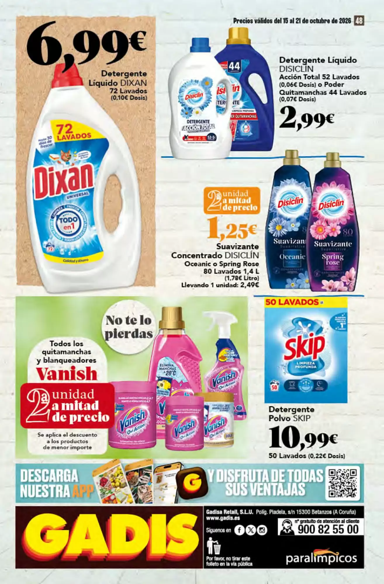 Folleto promocional de Gadis válido desde el 15/10/2026 - Página 48.