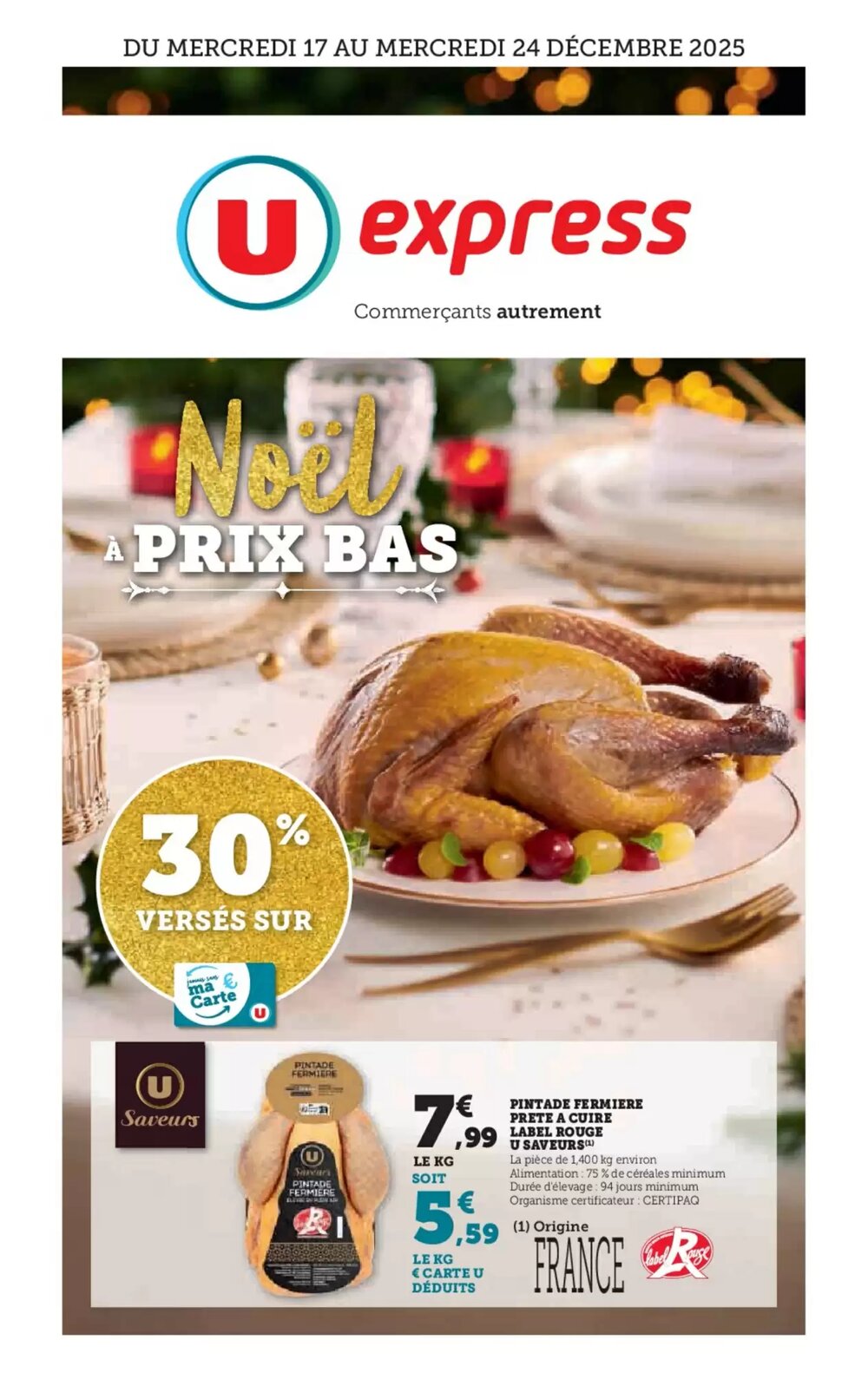 Prospectus promotionnel U Express valable à partir du 17/12/2025 - Page 1.
