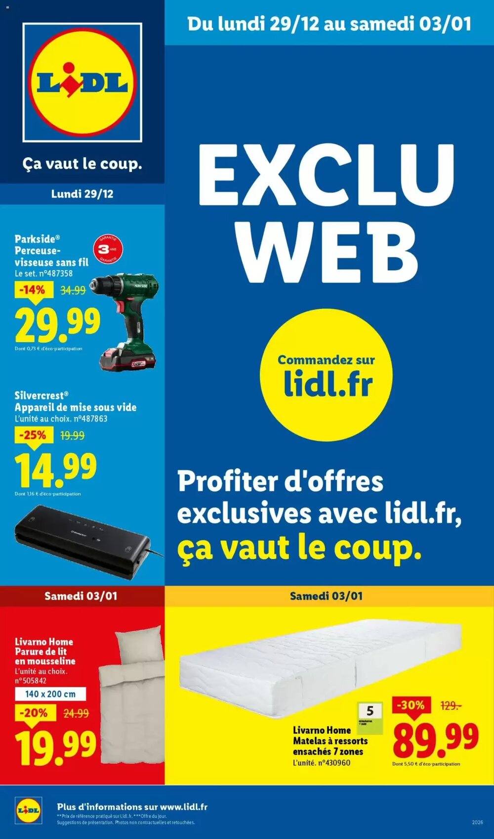 Prospectus promotionnel Lidl valable à partir du 29/12/2025 - Page 1.