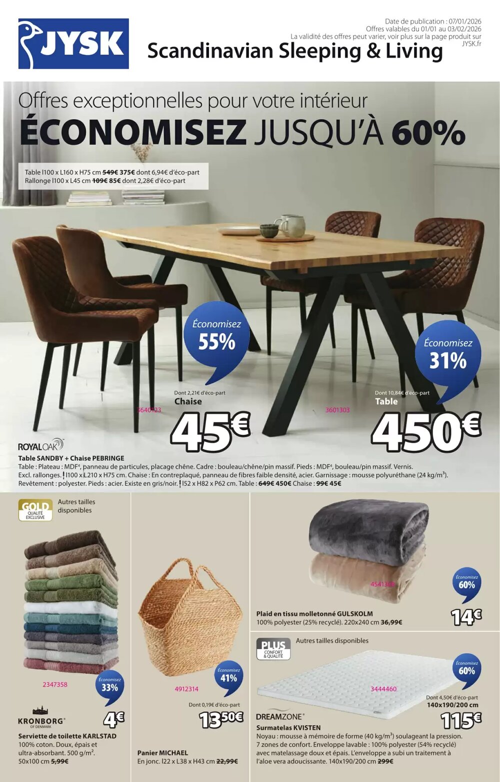 Prospectus promotionnel JYSK valable à partir du 01/01/2026 - Page 1.