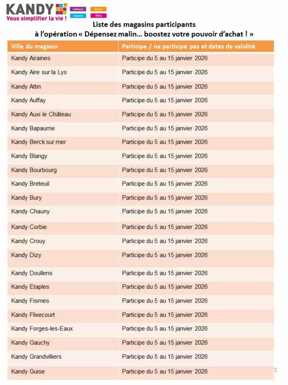 Prospectus promotionnel Kandy valable à partir du 05/01/2026 - Page 5.