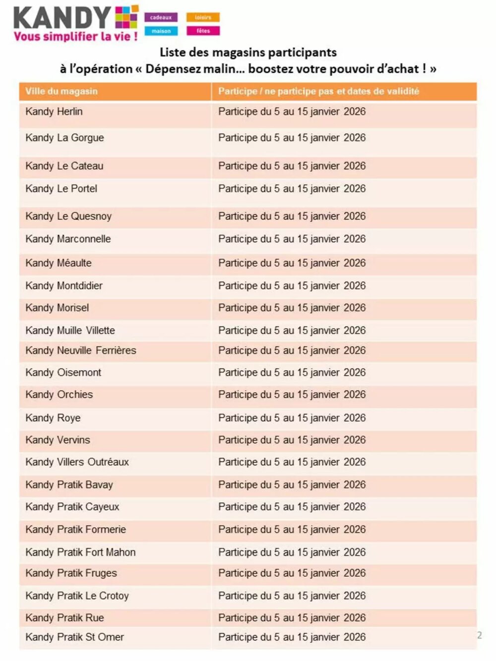 Prospectus promotionnel Kandy valable à partir du 05/01/2026 - Page 6.