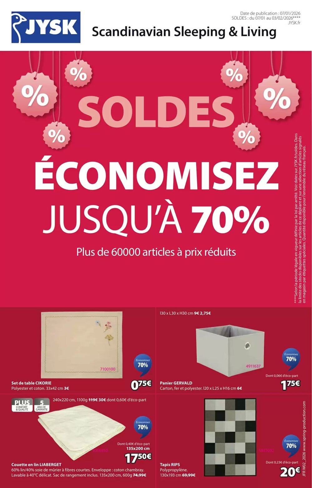 Prospectus promotionnel JYSK valable à partir du 07/01/2026 - Page 1.