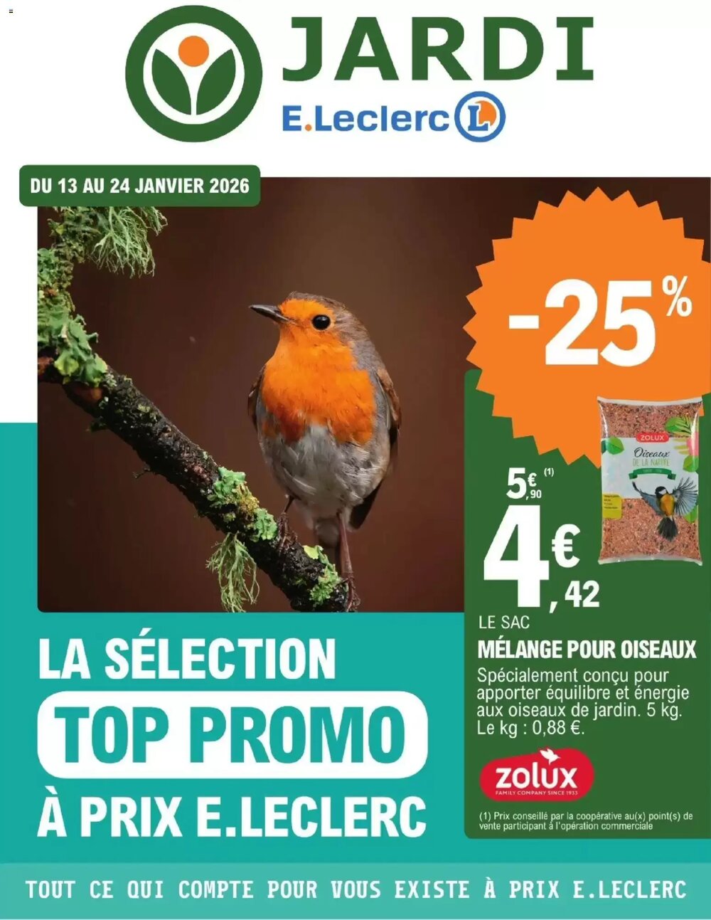 Prospectus promotionnel E.Leclerc Jardi valable à partir du 13/01/2026 - Page 1.