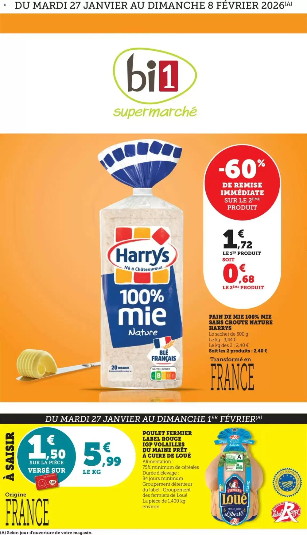 Prospectus promotionnel Bi1 valable à partir du 27/01/2026 - Page 1.