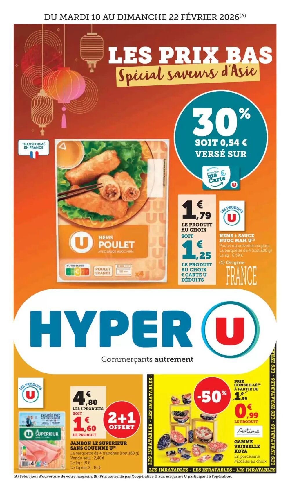 Prospectus promotionnel Hyper U valable à partir du 10/02/2026 - Page 1.