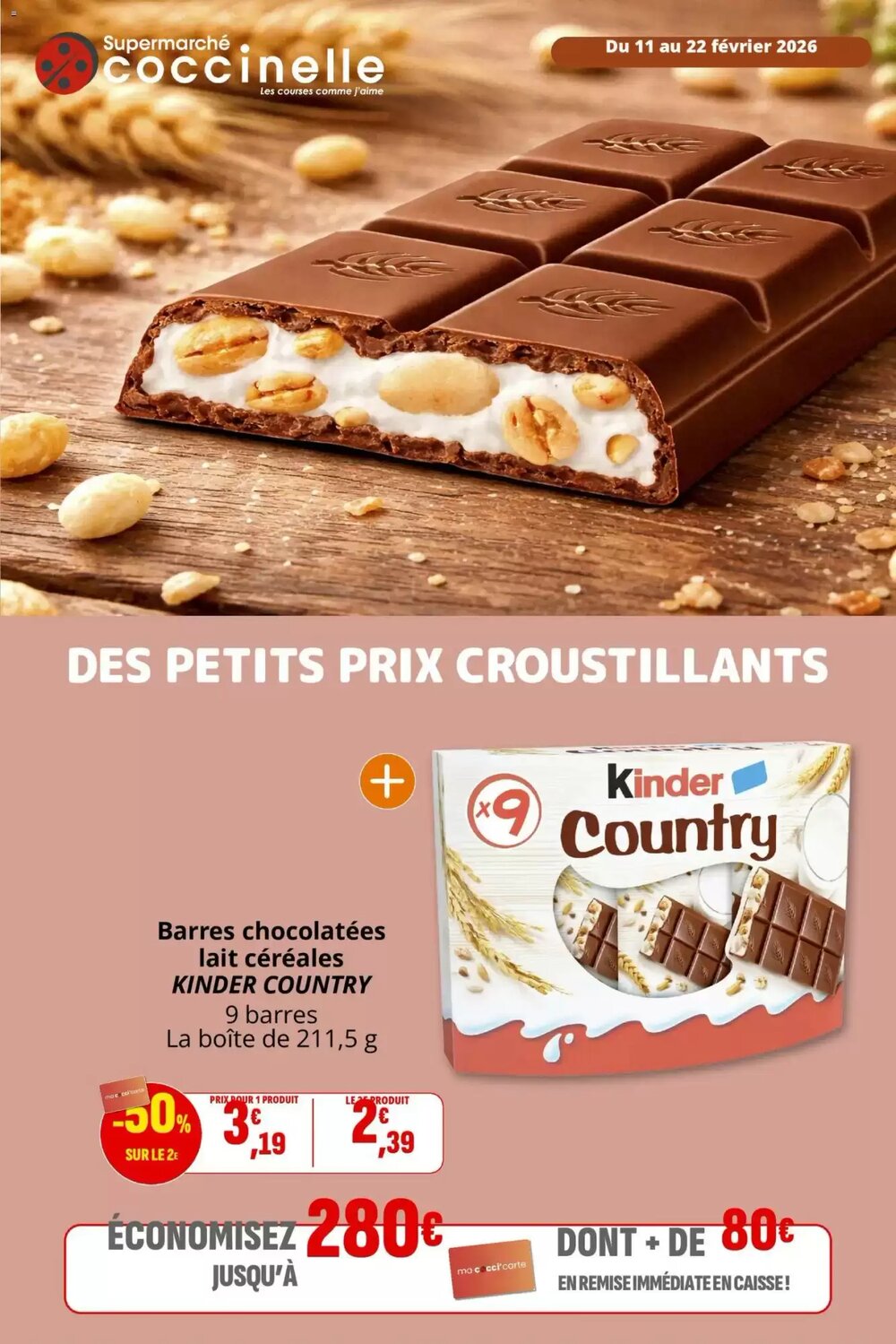 Prospectus promotionnel Coccinelle Supermarché valable à partir du 11/02/2026 - Page 1.