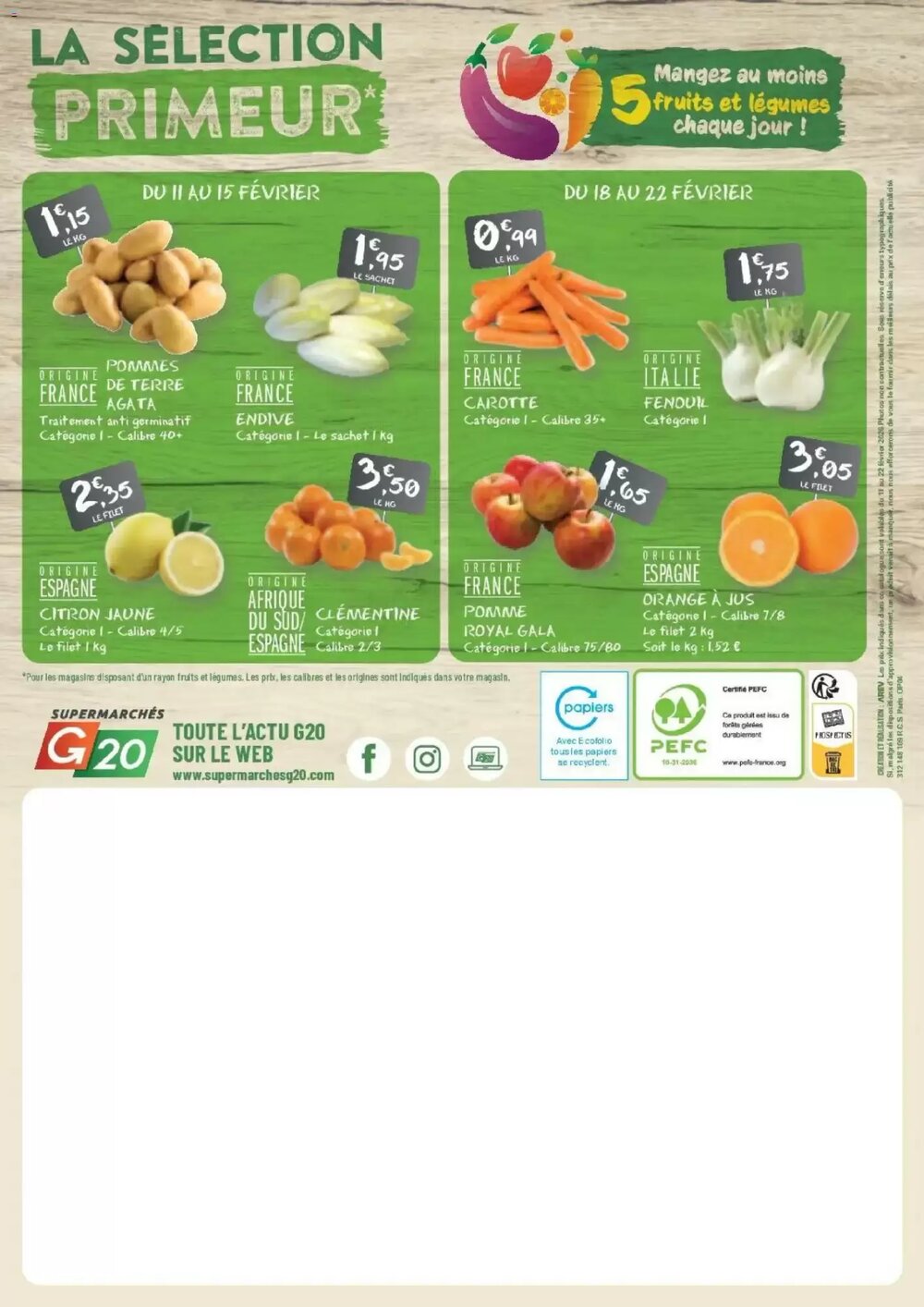 Prospectus promotionnel G20 valable à partir du 11/02/2026 - Page 20.