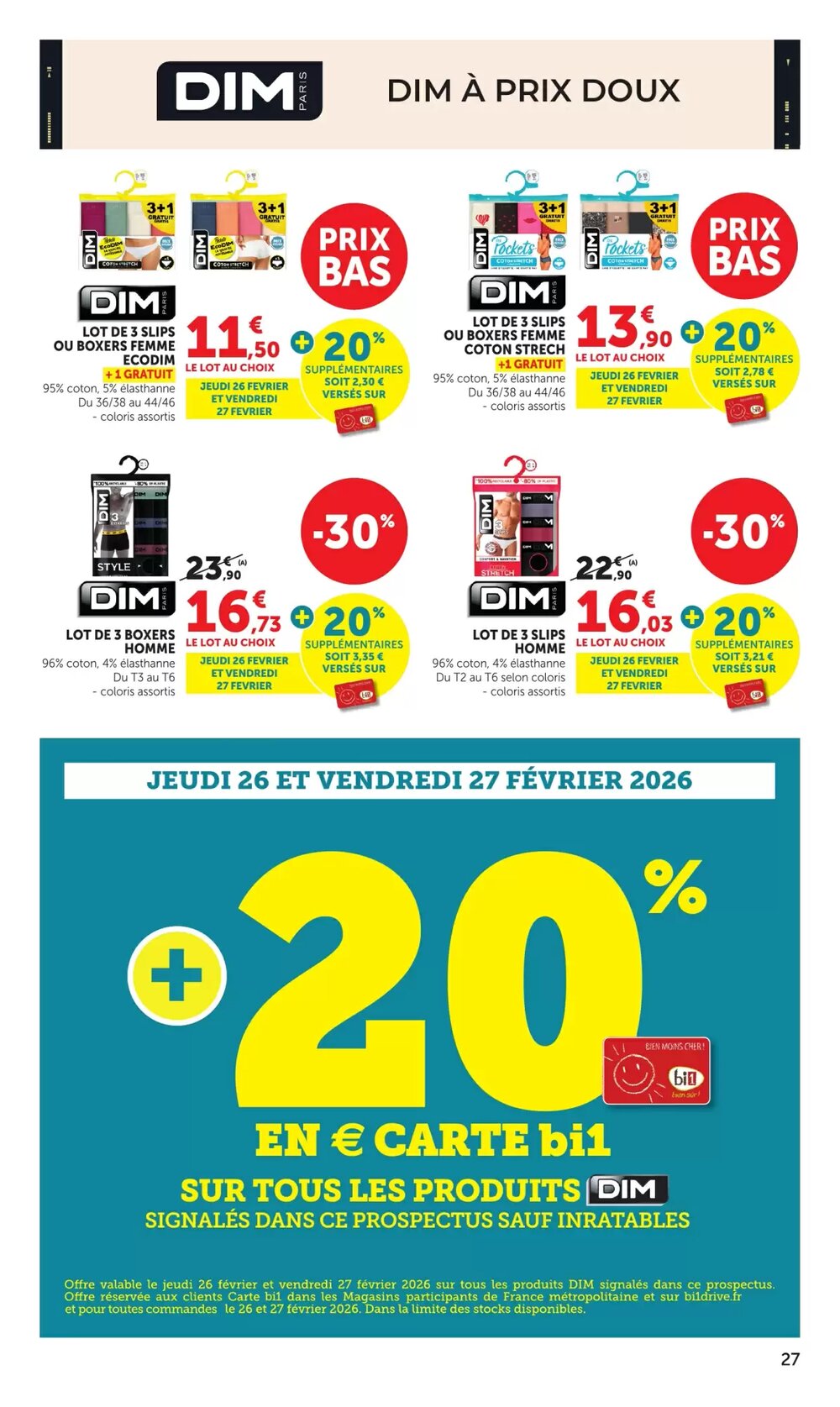 Prospectus promotionnel Bi1 valable à partir du 24/02/2026 - Page 27.