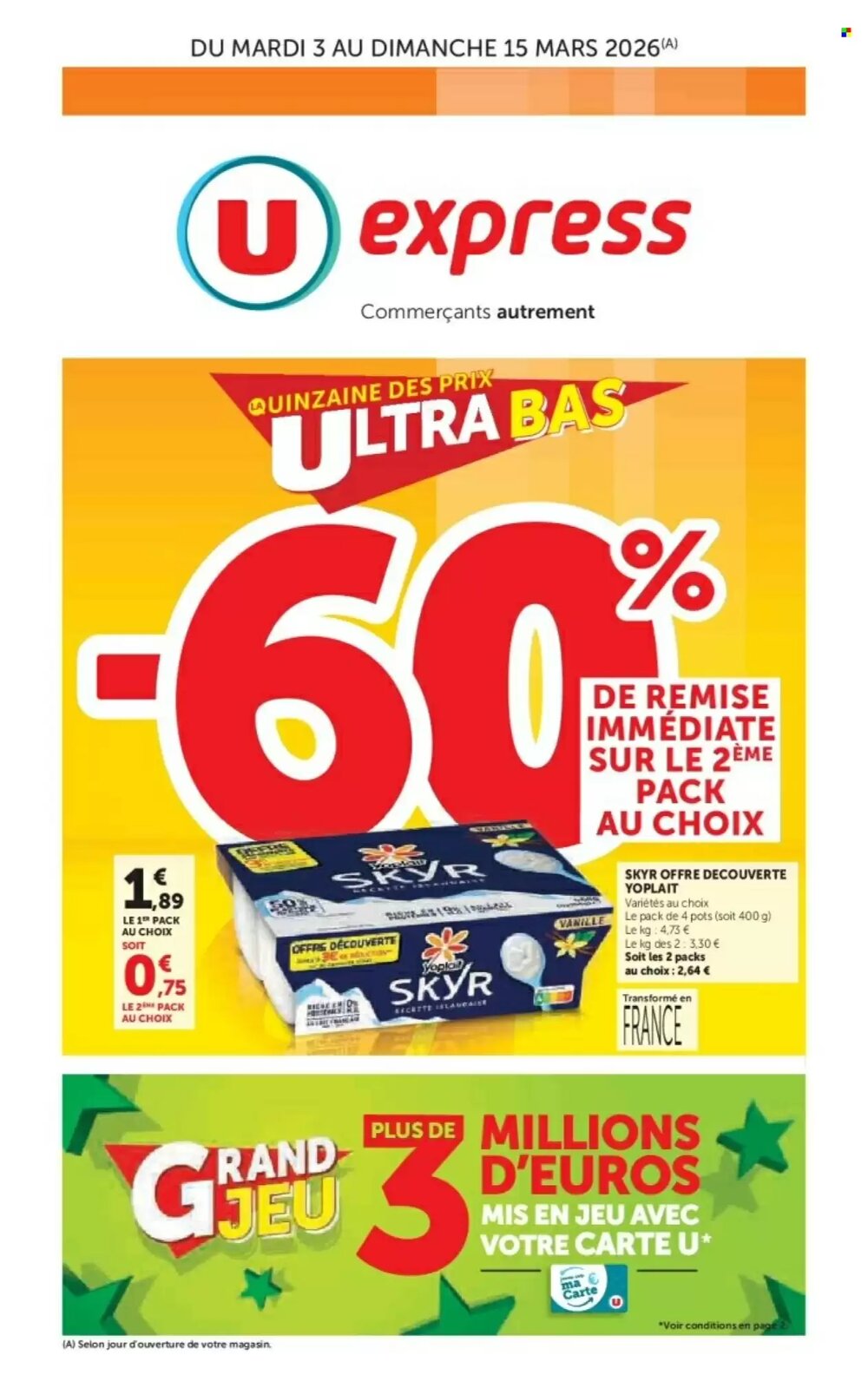 Prospectus promotionnel U Express valable à partir du 03/03/2026 - Page 1.