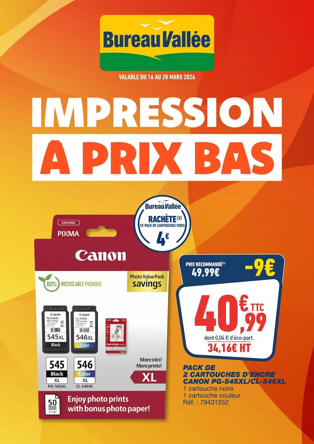 Prospectus promotionnel Bureau Vallée valable à partir du 16/03/2026 - Page 1.