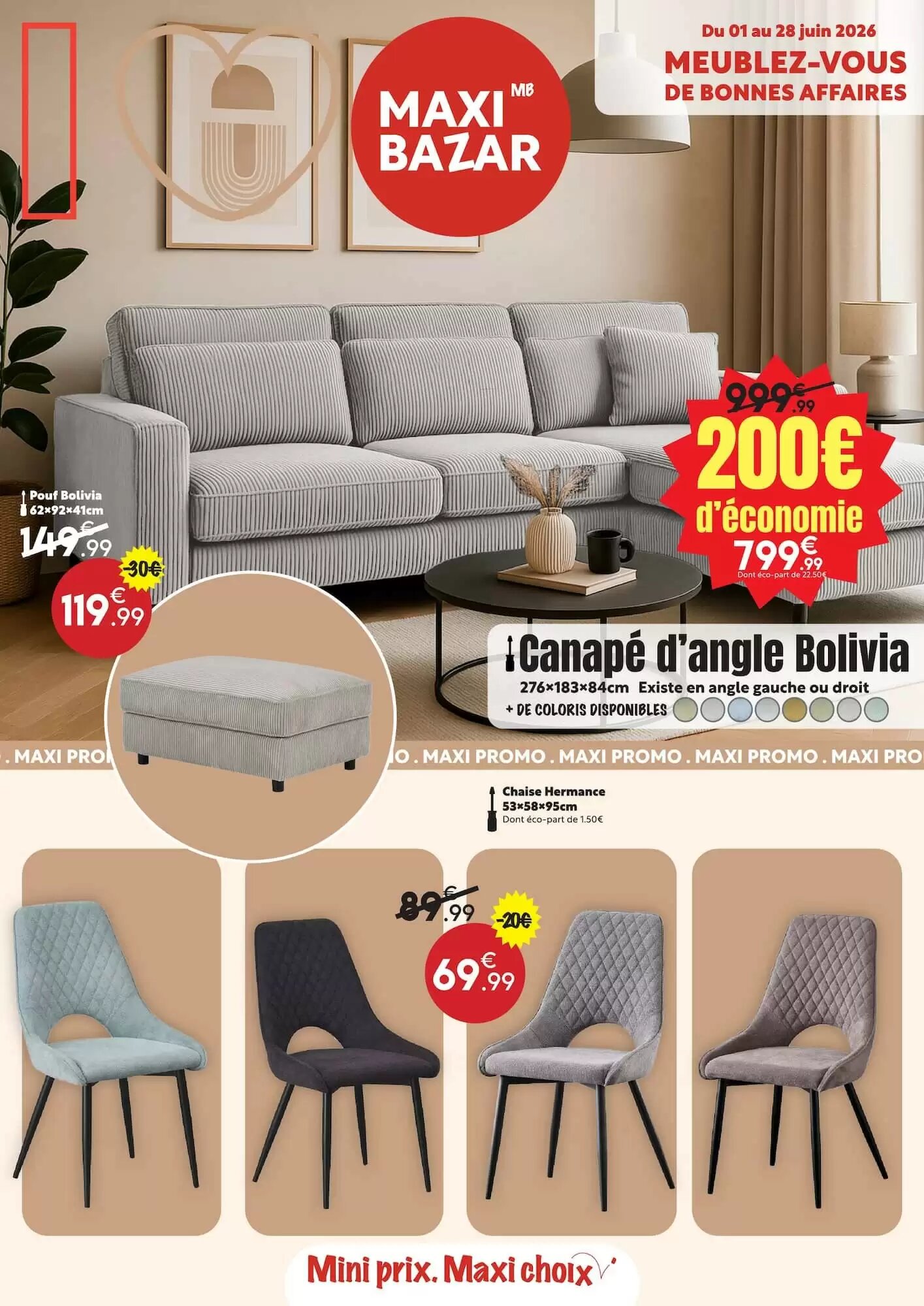 Prospectus promotionnel Maxi Bazar valable à partir du 01/06/2026 - Page 1.