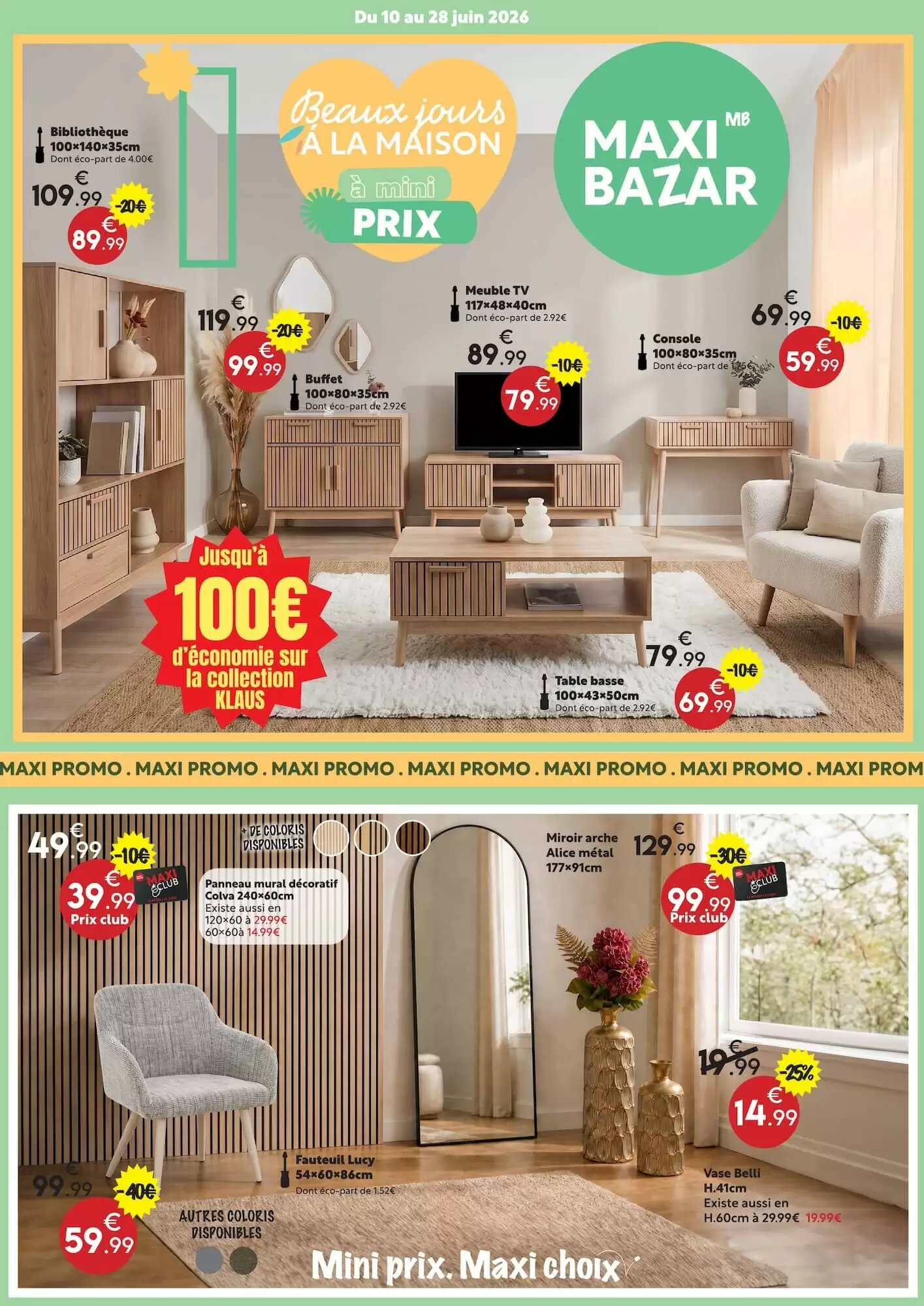 Prospectus promotionnel Maxi Bazar valable à partir du 10/06/2026 - Page 1.