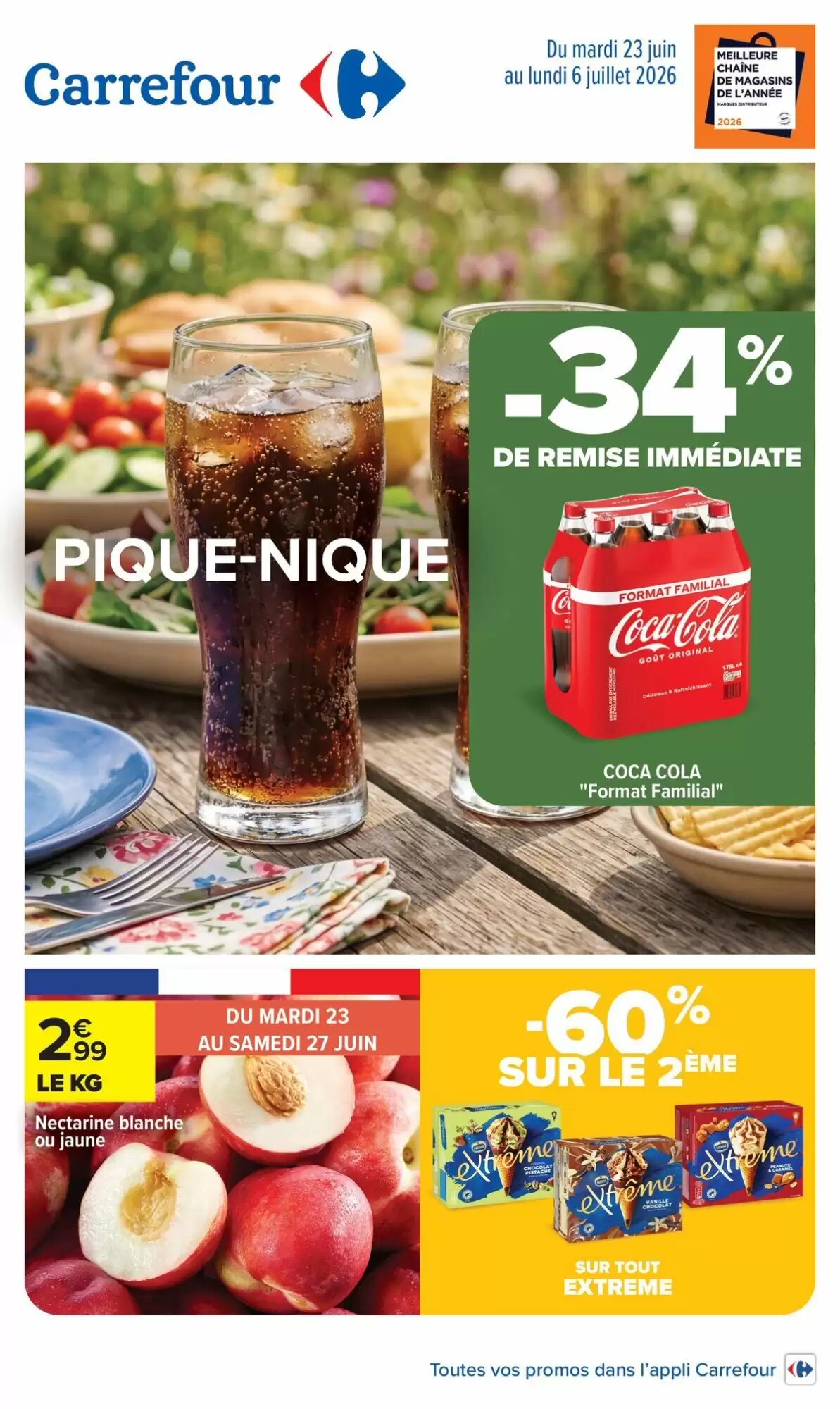 Prospectus promotionnel Carrefour valable à partir du 23/06/2026 - Page 1.