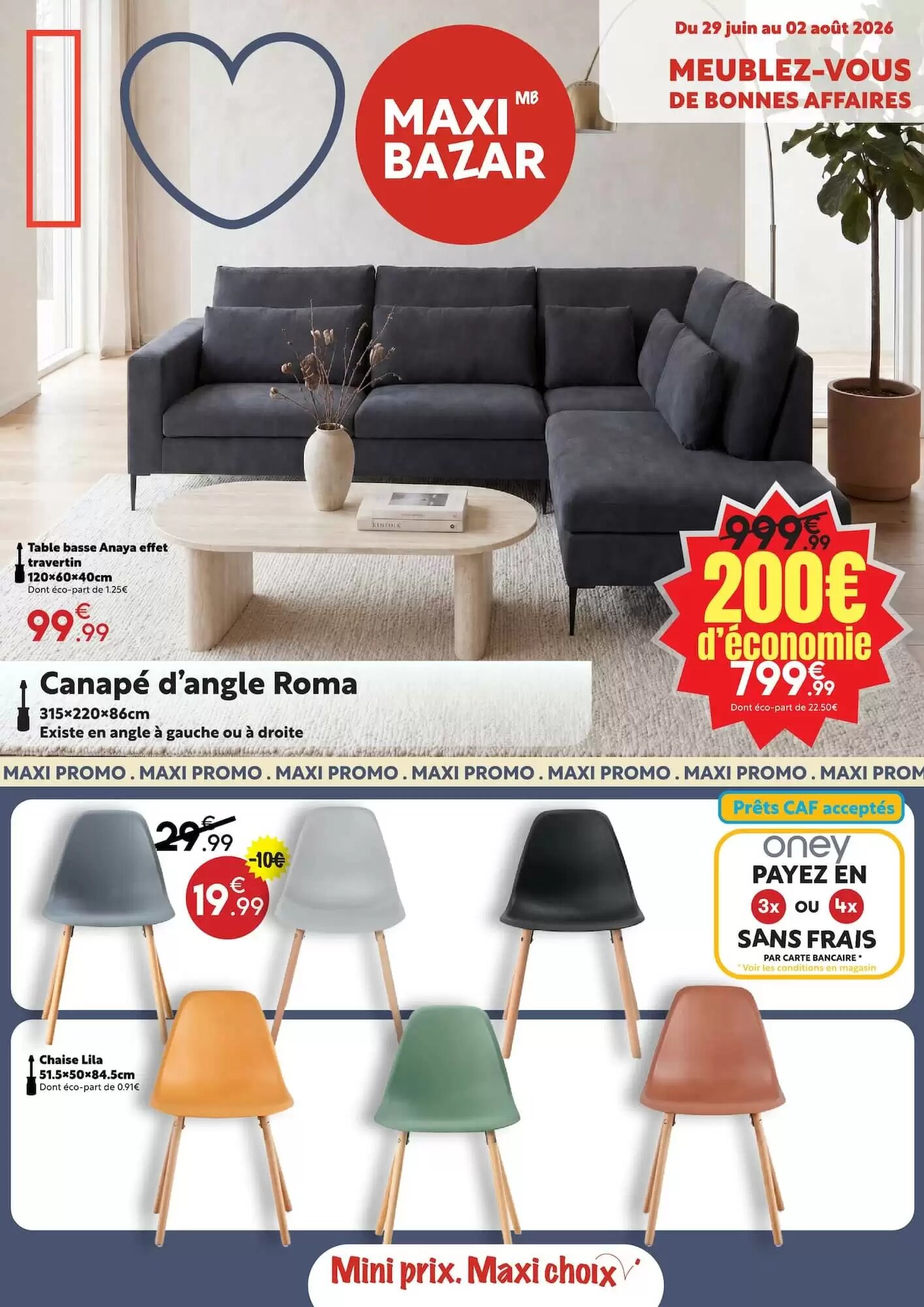 Prospectus promotionnel Maxi Bazar valable à partir du 29/06/2026 - Page 1.