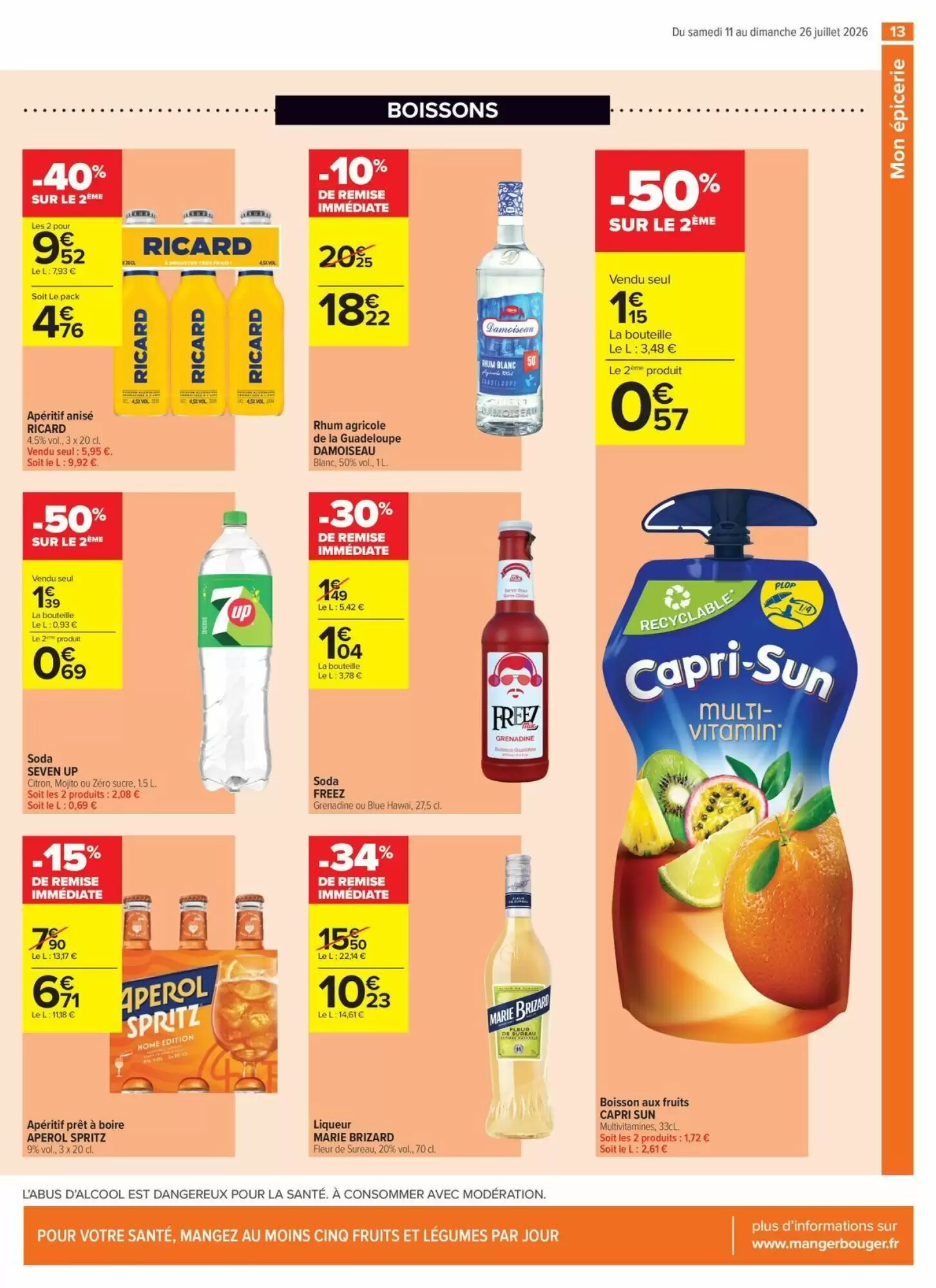 Prospectus promotionnel Carrefour valable à partir du 11/07/2026 - Page 13.