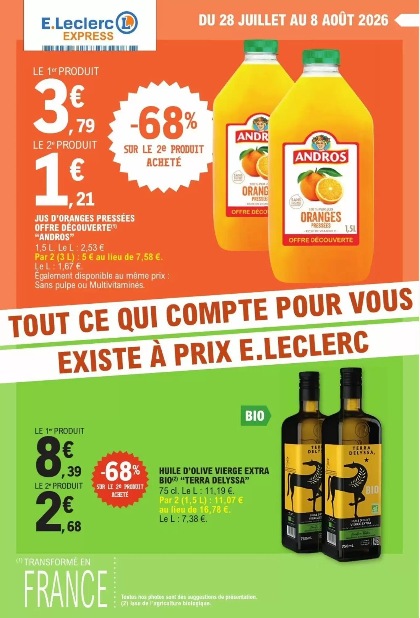 Prospectus promotionnel E.Leclerc Express valable à partir du 28/07/2026 - Page 1.