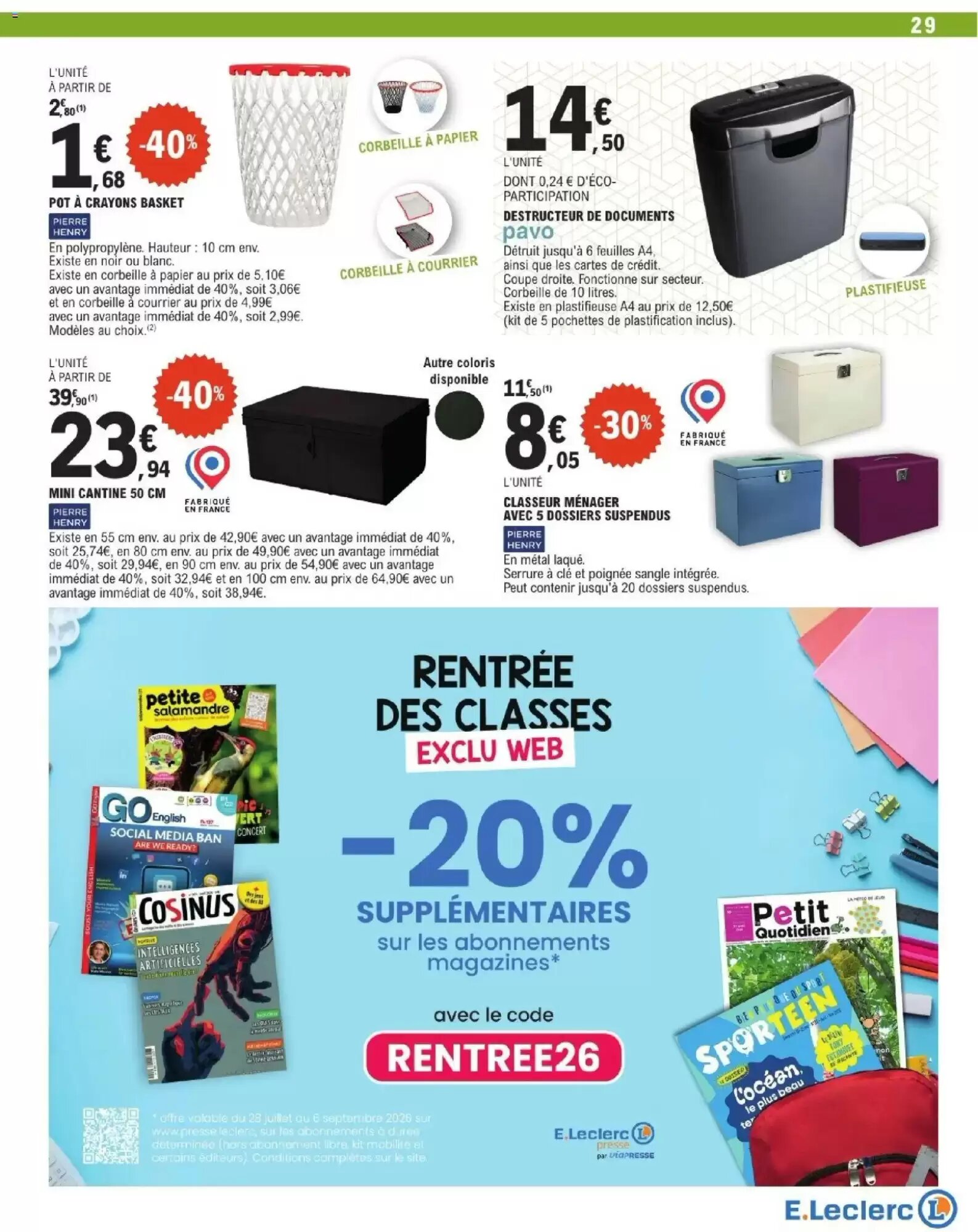Prospectus promotionnel E.Leclerc valable à partir du 28/07/2026 - Page 29.