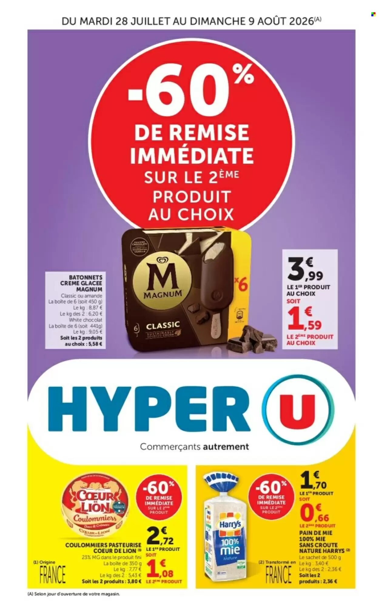 Prospectus promotionnel Hyper U valable à partir du 28/07/2026 - Page 1.