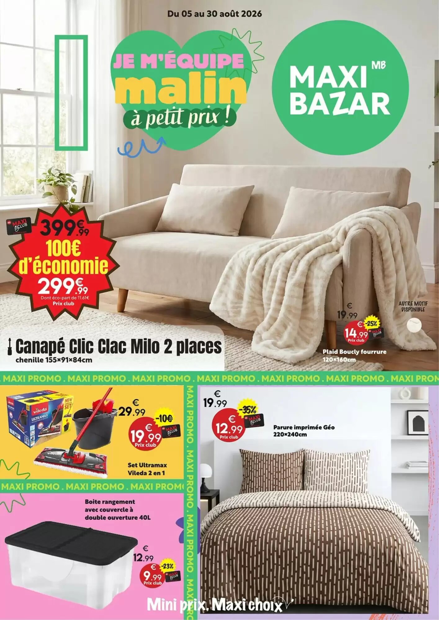 Prospectus promotionnel Maxi Bazar valable à partir du 05/08/2026 - Page 1.