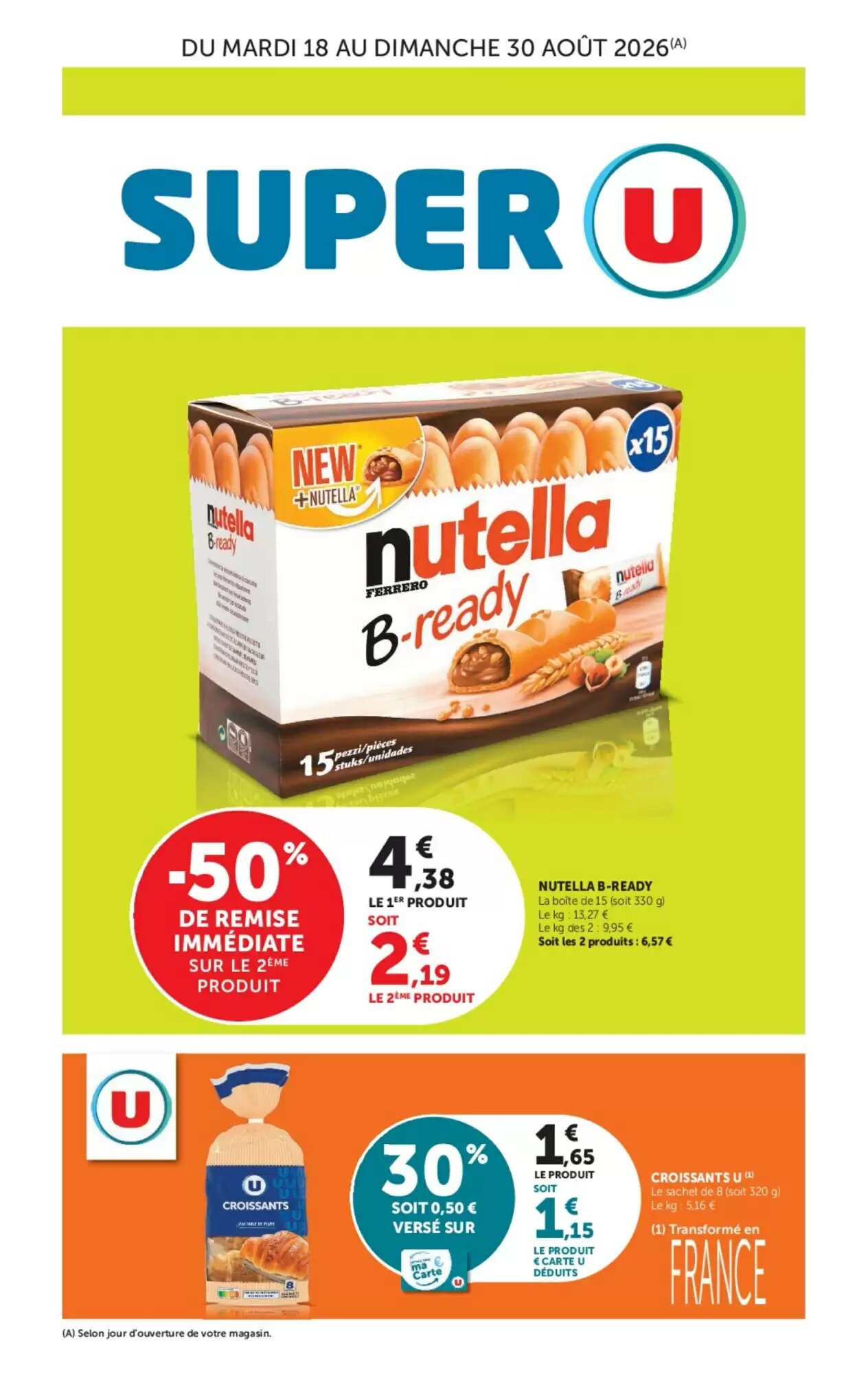 Prospectus promotionnel Super U valable à partir du 18/08/2026 - Page 1.