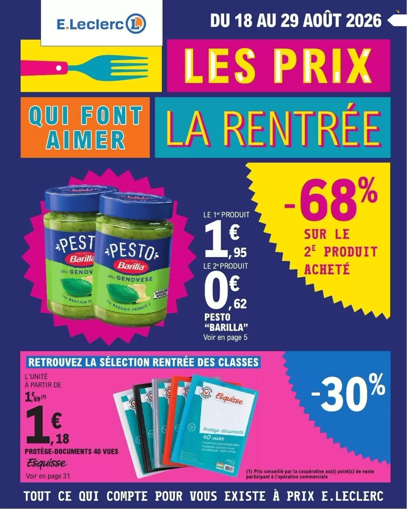 Prospectus promotionnel E.Leclerc valable à partir du 18/08/2026 - Page 1.