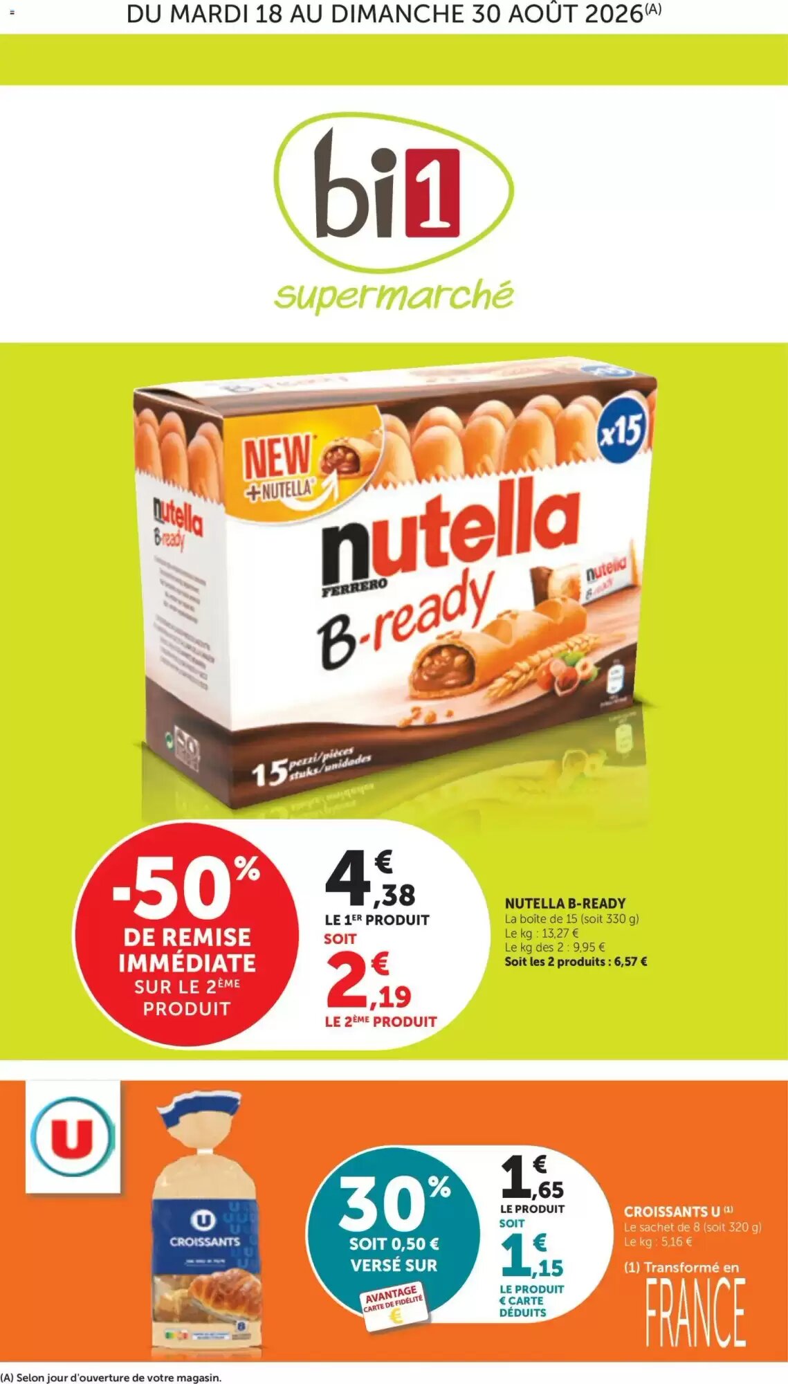 Prospectus promotionnel Bi1 valable à partir du 18/08/2026 - Page 1.