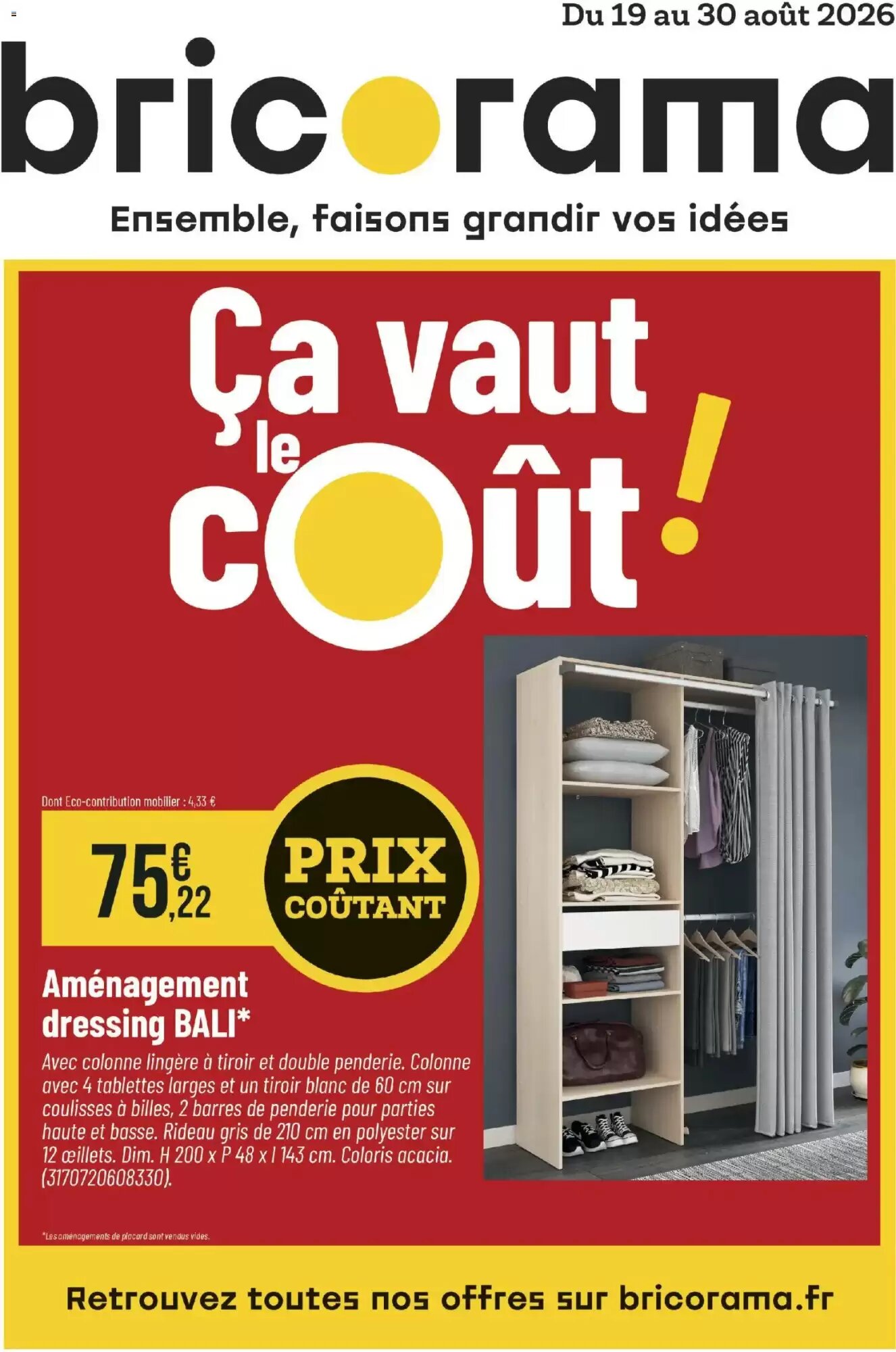 Prospectus promotionnel Bricorama valable à partir du 19/08/2026 - Page 1.