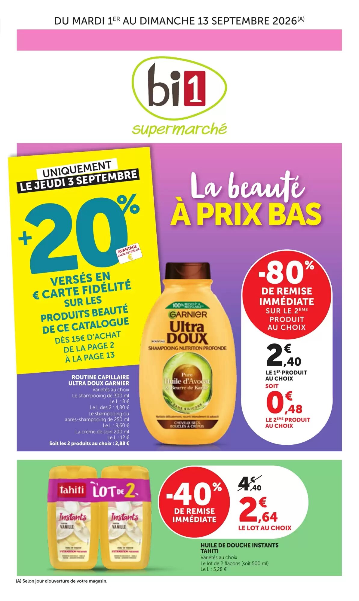Prospectus promotionnel Bi1 valable à partir du 01/09/2026 - Page 1.