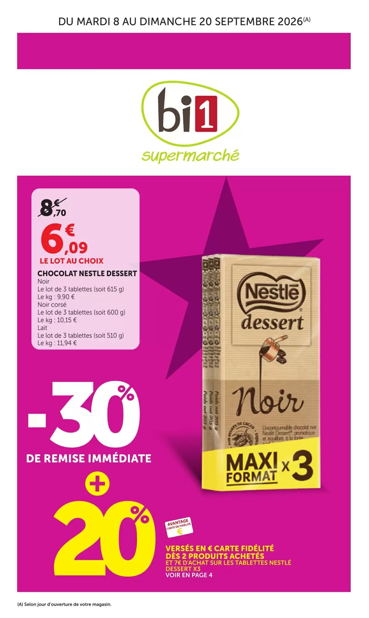 Prospectus promotionnel Bi1 valable à partir du 08/09/2026 - Page 1.