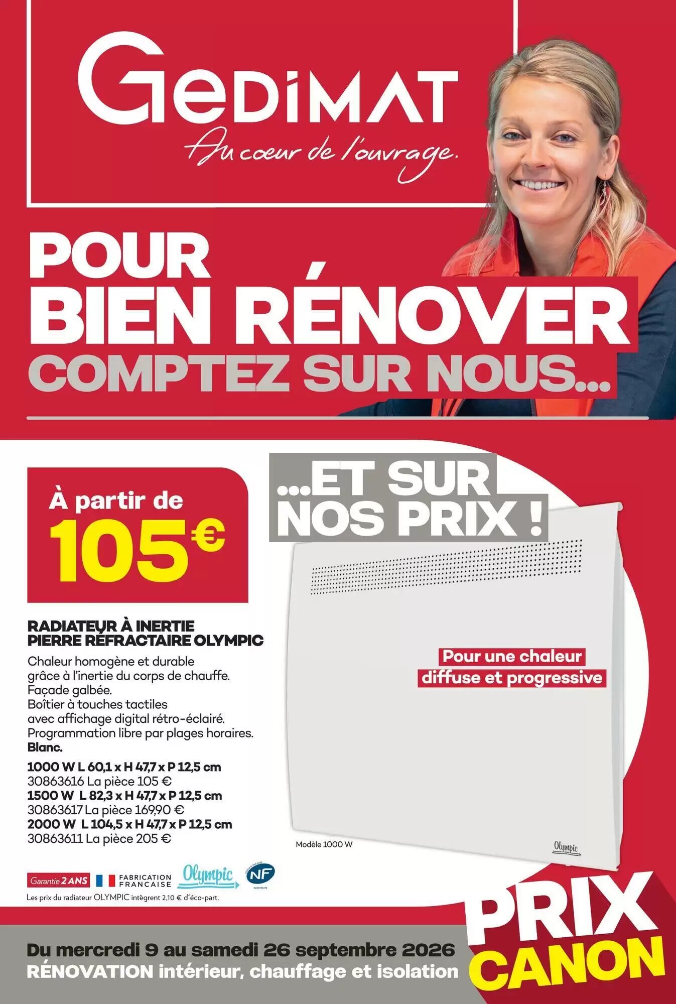 Prospectus promotionnel Gedimat valable à partir du 09/09/2026 - Page 1.