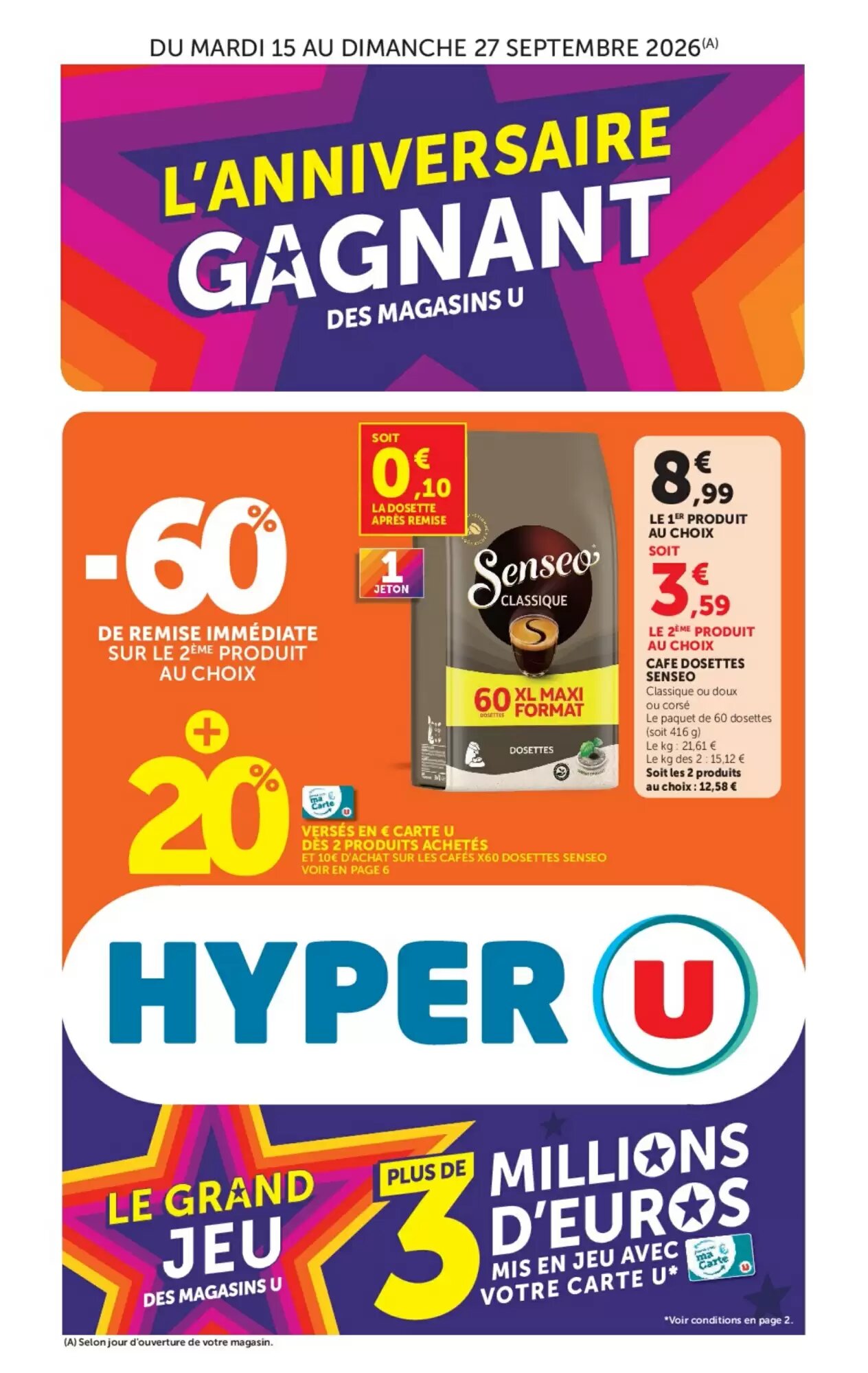 Prospectus promotionnel Hyper U valable à partir du 15/09/2026 - Page 1.