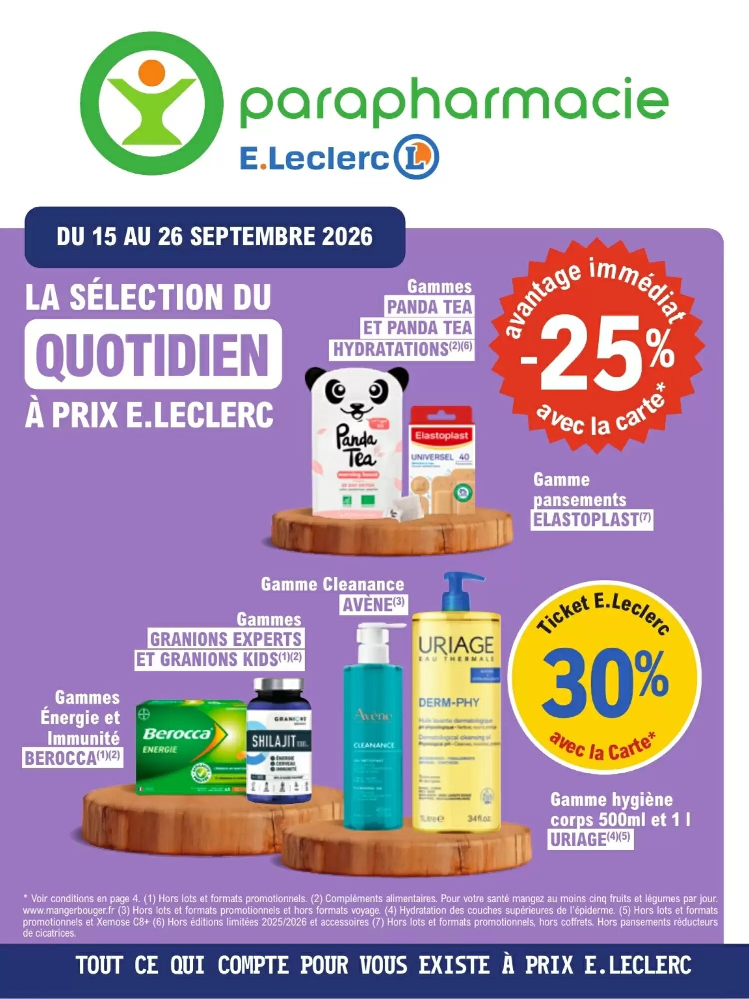 Prospectus promotionnel E.Leclerc Parapharmacie valable à partir du 15/09/2026 - Page 1.